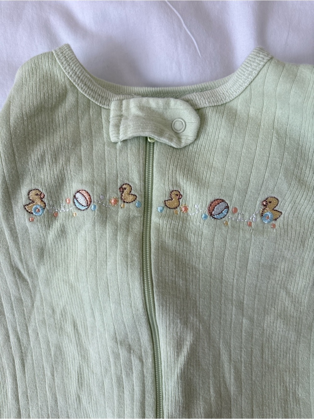 Gerber Light Green Ribbed Footed One-Piece - Picture 3 of 5